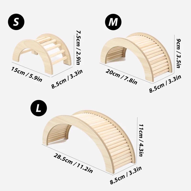 Wooden Climbing Ladder Bridge for Small Animals - Perfect for Hamsters, Guinea Pigs, and Rats - Safe, Durable, and Fun Cage Accessory