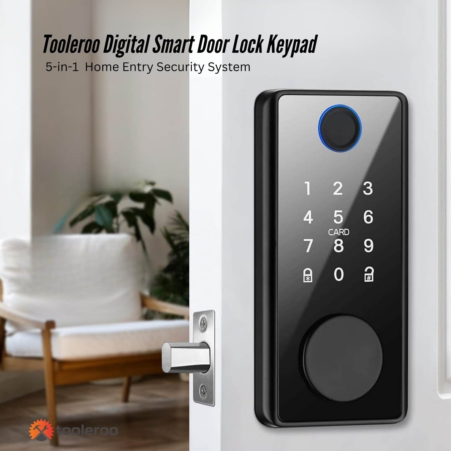Tooleroo Digital Smart Door Lock Keypad - 5-in-1 Home Entry Security System-1