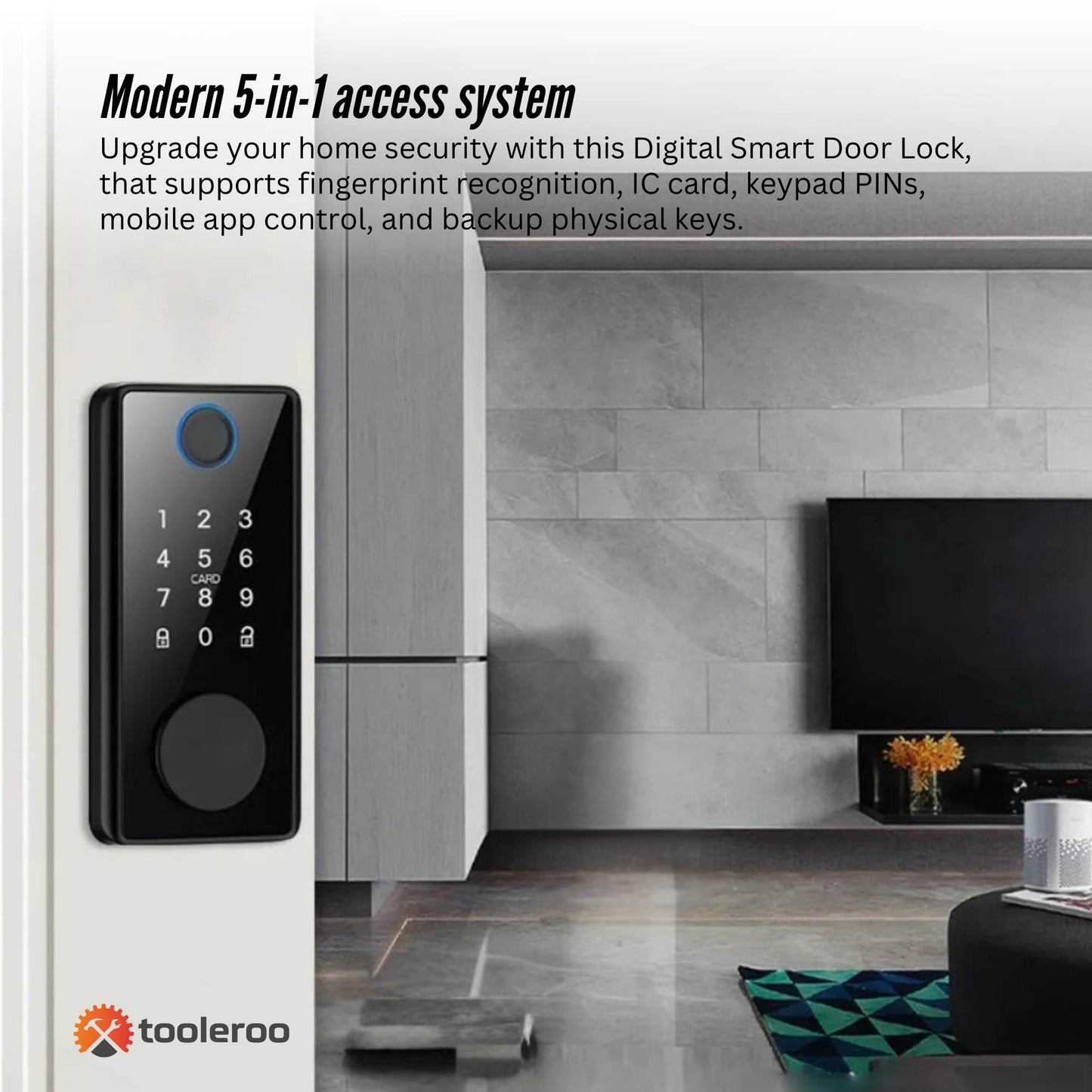 Tooleroo Digital Smart Door Lock Keypad - 5-in-1 Home Entry Security System-2