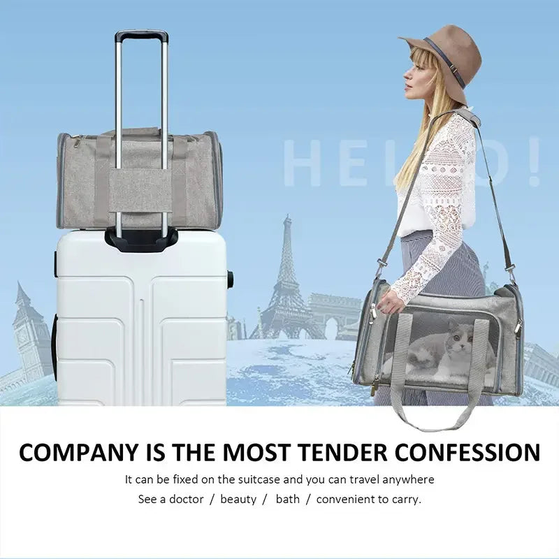 Pet Carrier Bag Side Ventilated Backpack Cat Pet Carriers Dog Travel Bag Airline Approved Transport for Small Dogs Cats Outgoing