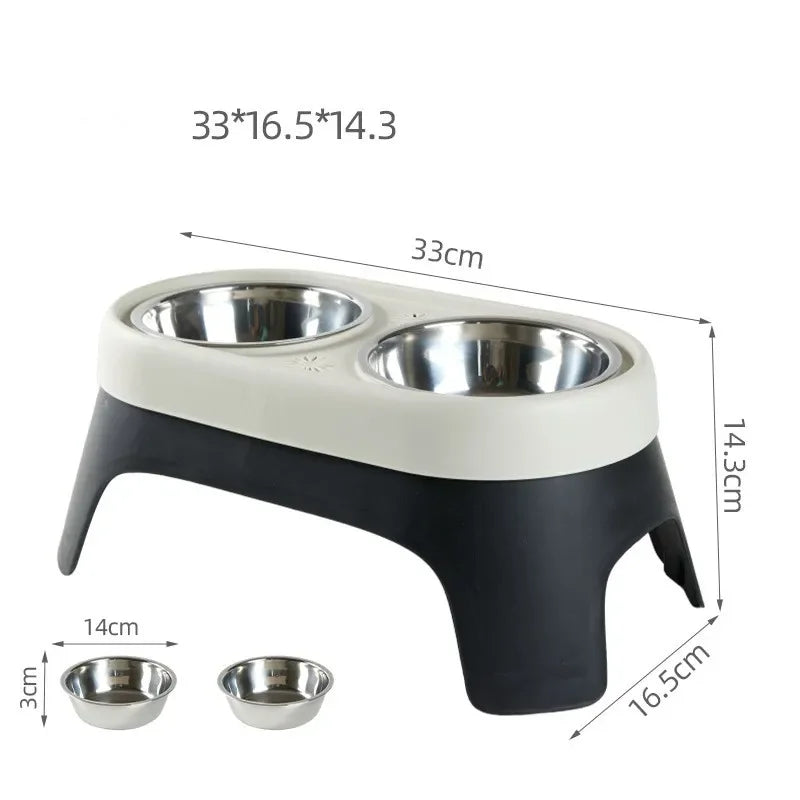 Dog Elevated Feeder anti Knock Stainless Steel Raised Dog Bowl Elevated Bowls for Dog Cat Bowl