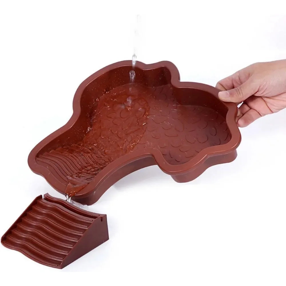 Deluxe Turtles Bathing Pool Water Bowl - Slip-Proof Habitat with Steps for Reptiles to Relax and Soak (35X28.5 cm)