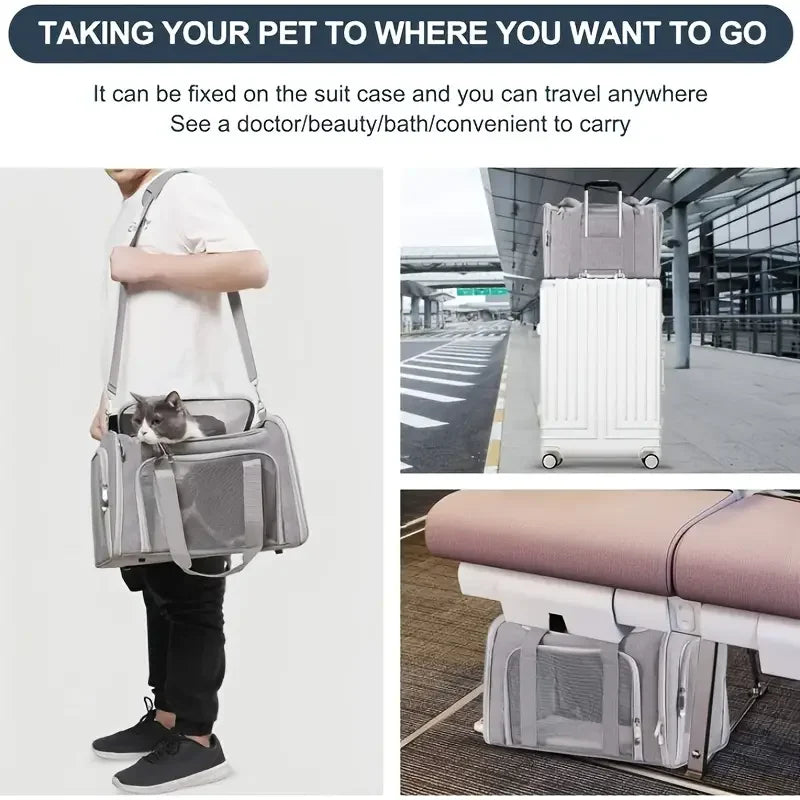 Pet Carrier Bag Side Ventilated Backpack Cat Pet Carriers Dog Travel Bag Airline Approved Transport for Small Dogs Cats Outgoing
