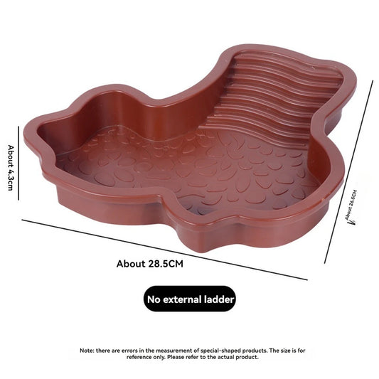 Deluxe Turtles Bathing Pool Water Bowl - Slip-Proof Habitat with Steps for Reptiles to Relax and Soak (35X28.5 cm)