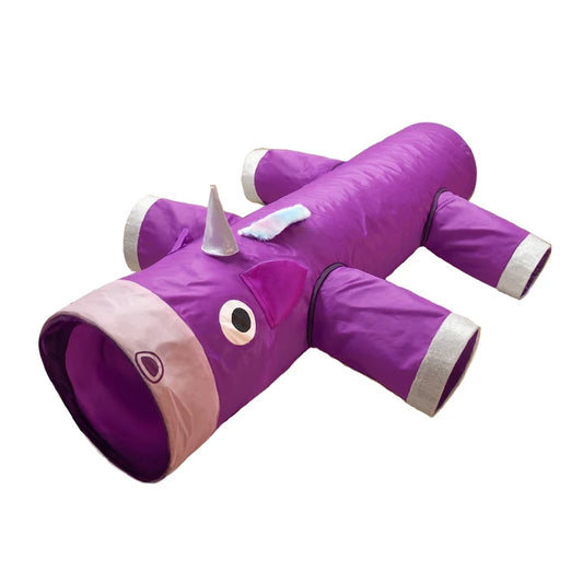 Enchanting Christmas Cat Tunnel Toy - Large Unicorn Design with 6 Fun Entrances for Kittens and Small Dogs