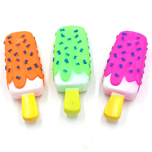Delight Your Pup with Our Ice Cream Squeak Rubber Chewing Toy - Perfect for Teeth Cleaning and Playtime Fun!