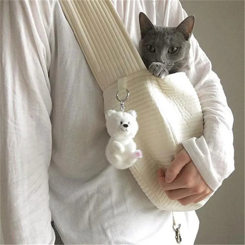 Stylish and Comfortable Handmade Dog Sling Carrier - Perfect for Outdoor Adventures with Your Pet