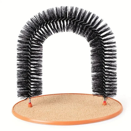Pamper Your Cat with Our Interactive Grooming Toy Arch - Self-Grooming Brush and Scratching Pad Combo!