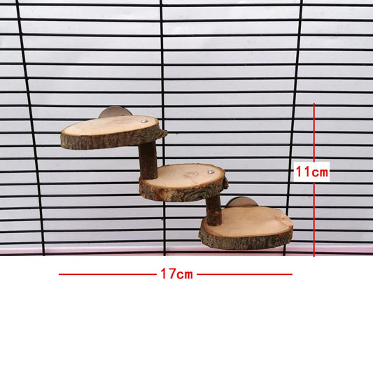Versatile 3/5 Steps Wooden Climbing Ladder for Small Animals - Perfect for Hamsters, Birds, and More!