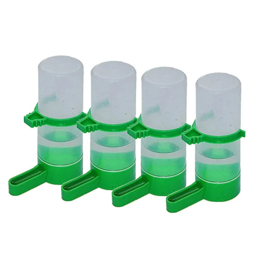 Automatic Bird Feeder and Water Dispenser - 4 Durable Plastic Cups for Parrots and Birds - Essential Feeding Accessories