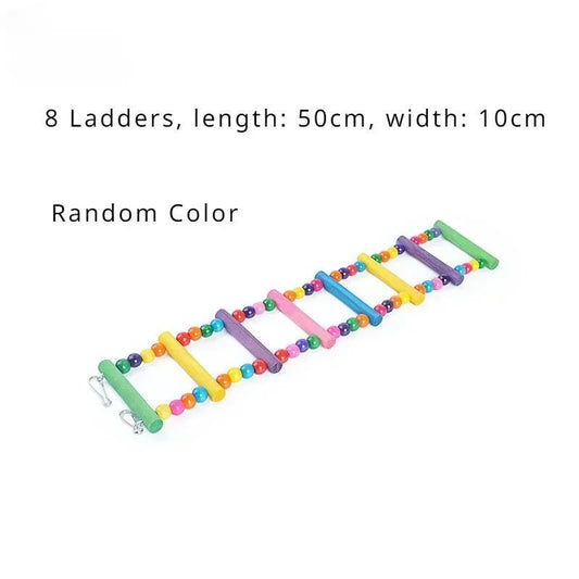 Colorful Wooden Bird Parrot Toys - Fun Hanging Ladders & Hammock Swing for Pet Birds
