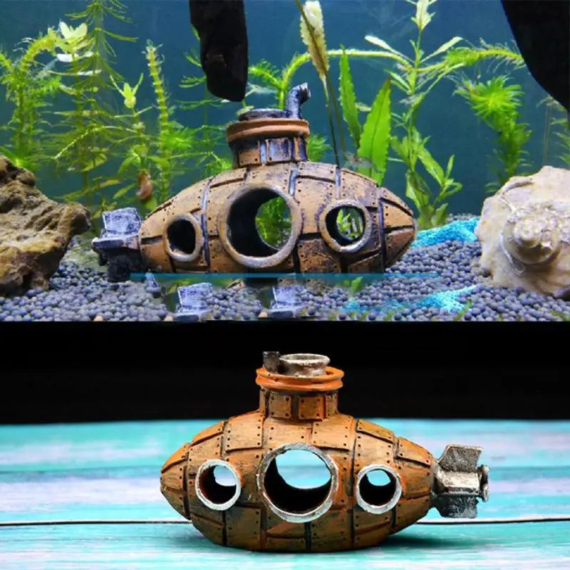 Transform Your Aquarium with Our Stunning Resin Submarine Ornaments - Perfect Fish and Shrimp Shelter!