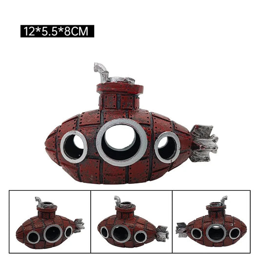 Transform Your Aquarium with Our Stunning Resin Submarine Ornaments - Perfect Fish and Shrimp Shelter!