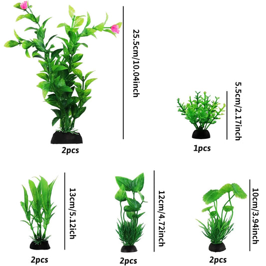 Transform Your Aquarium with 10 Pcs of Lush Green Artificial Plants - Perfect Decorations for Fish Tanks