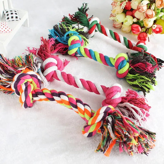 Durable Cotton Rope Knot Dog Toy - Molar Bite-Resistant Chew Toy for Small Pups - Enjoy Safe and Fun Dental Care!