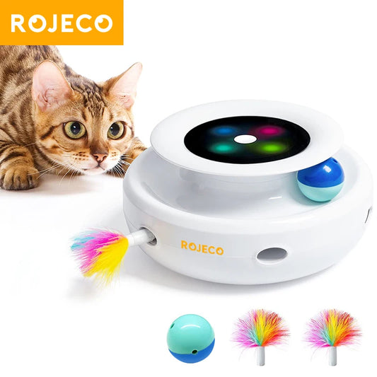 Engaging 2 in 1 Cat Teaser Toy: Interactive Feather & Fun Ball Set with 5 Modes for Endless Playtime