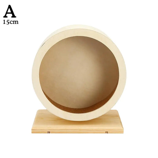 Deluxe Golden Bear Hamster Running Wheel - Silent Wooden Design with Cork Pad for Ultimate Pet Comfort