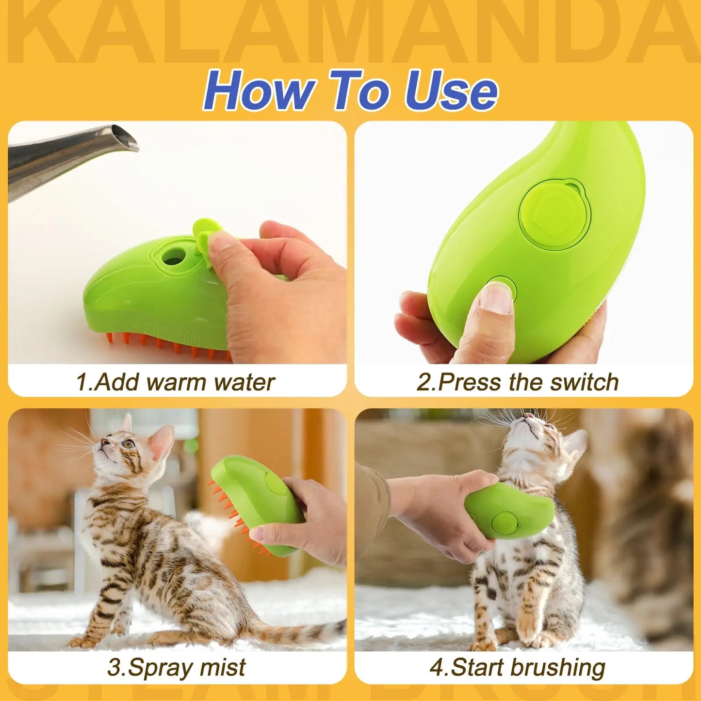 Revolutionary 3-In-1 Steamy Brush for Effortless Pet Grooming: Electric Comb for Hair Removal, Cleaning, and Massage for Cats and Dogs