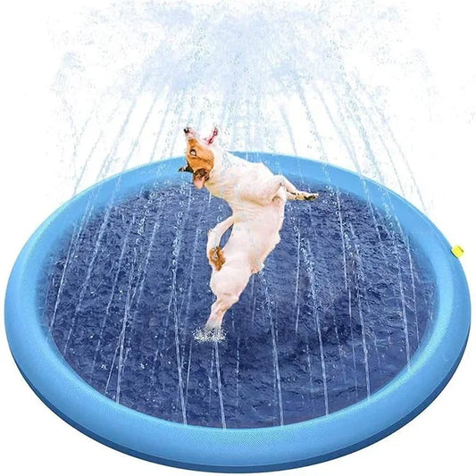 Ultimate 170cm Summer Pet Swimming Pool & Splash Sprinkler Pad - Inflatable Water Mat for Dogs & Kids Outdoor Fun!
