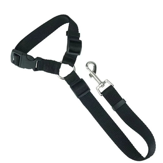 Dual-Function Solid Color Nylon Pet Car Seat Belt & Leash - Adjustable Safety Harness for Dogs