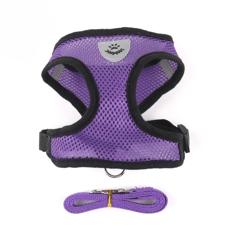 Adjustable Reflective Cat and Dog Harness with Leash - Breathable Mesh Vest for Ultimate Comfort and Safety