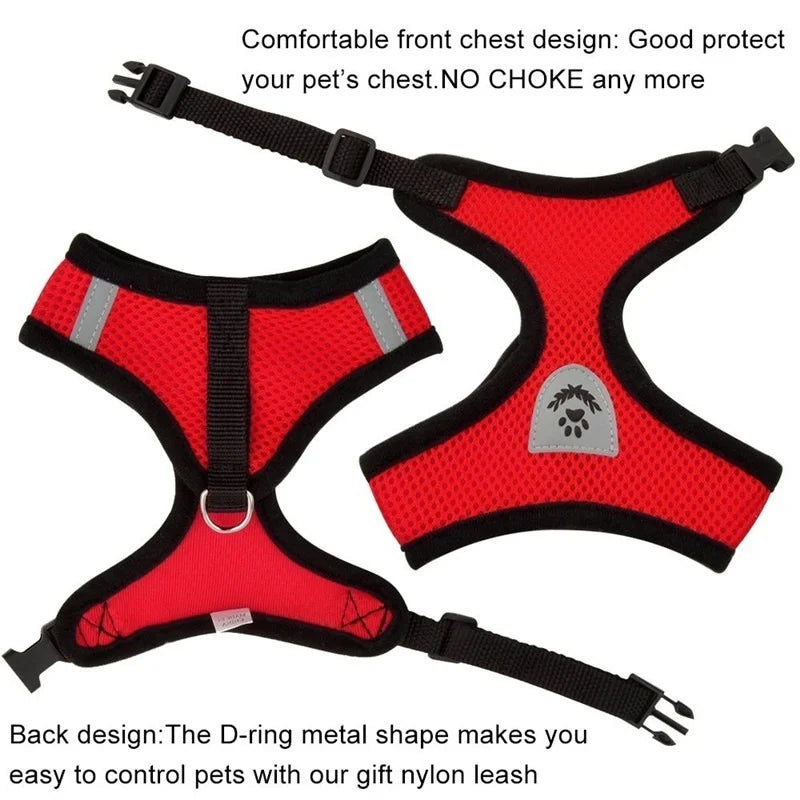 Adjustable Reflective Cat and Dog Harness with Leash - Breathable Mesh Vest for Ultimate Comfort and Safety