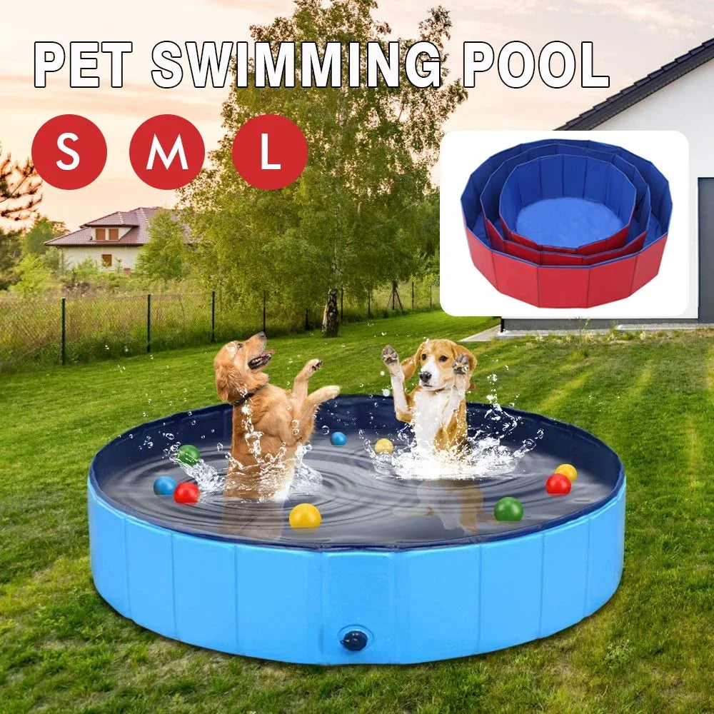 Ultimate Foldable Pet Pool with Drain Valve – Spacious 160x30cm Collapsible Bath Tub for Dogs and Cats, Perfect for Outdoor Fun!