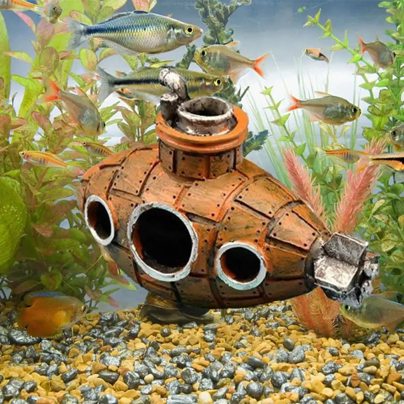 Transform Your Aquarium with Our Stunning Resin Submarine Ornaments - Perfect Fish and Shrimp Shelter!