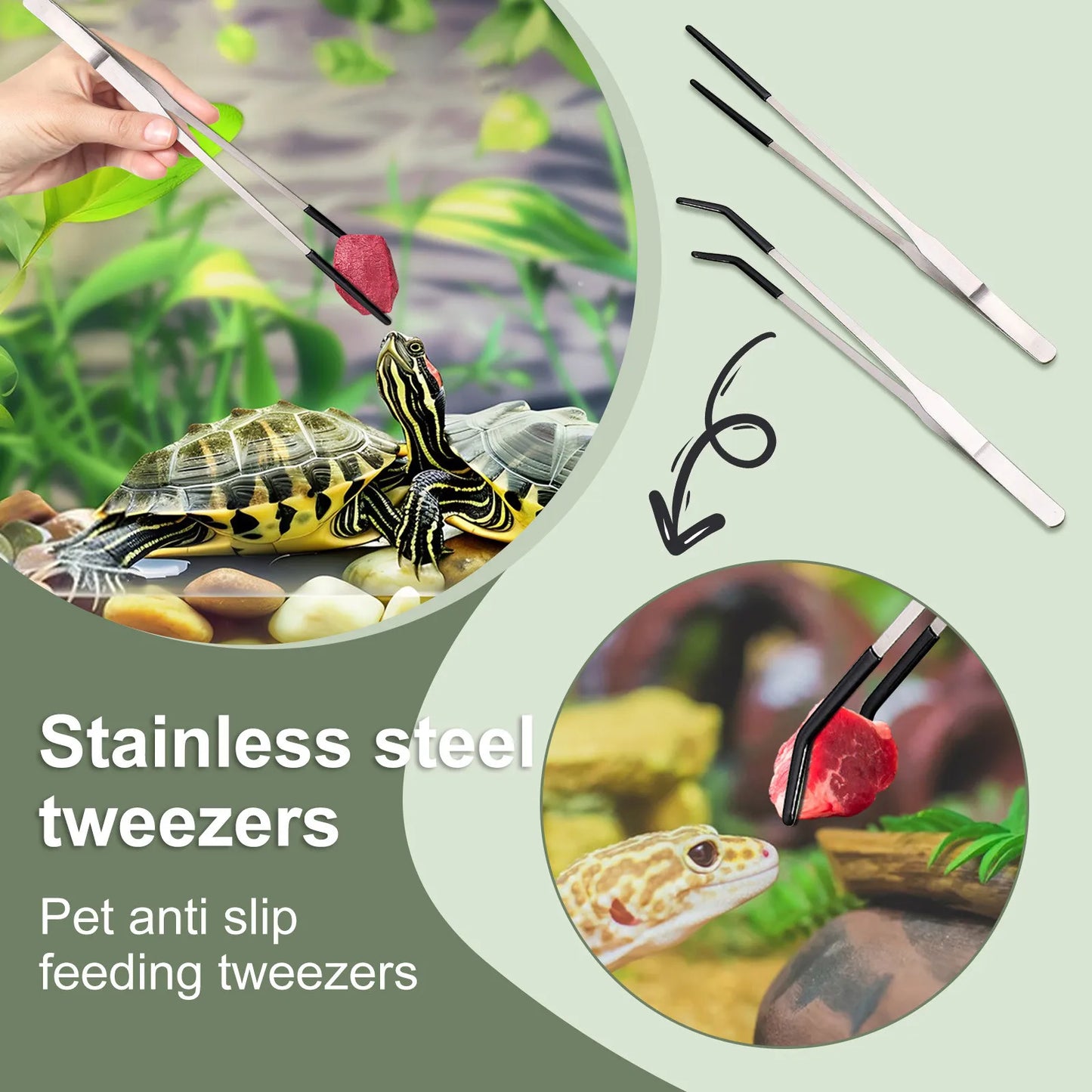 Premium Stainless Steel Reptile Feeding Tongs - Long Tweezers for Lizards, Snakes, Tarantulas, and More!