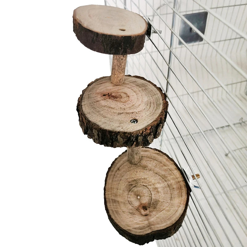 Versatile 3/5 Steps Wooden Climbing Ladder for Small Animals - Perfect for Hamsters, Birds, and More!