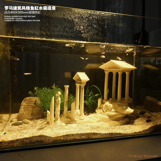Gulo Architectural Fish Tank Aquatic Landscape - Exquisite Roman Design for Stunning Displays (Total Length 280mm)