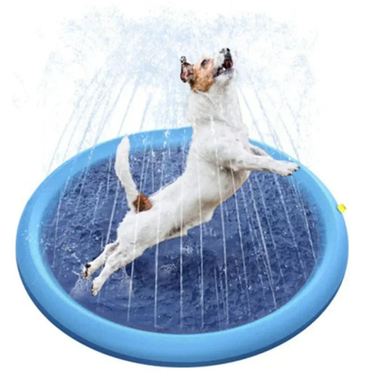 Ultimate Summer Fun for Your Furry Friend: Inflatable Pet Swimming Pool and Sprinkler Pad - Available in 100cm, 150cm, and 200cm Sizes!