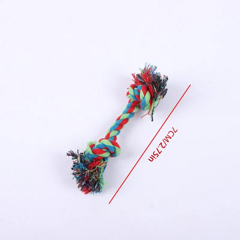 Durable Cotton Rope Knot Dog Toy - Molar Bite-Resistant Chew Toy for Small Pups - Enjoy Safe and Fun Dental Care!