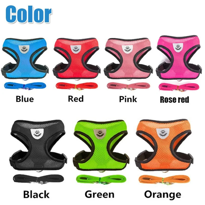 Adjustable Reflective Cat and Dog Harness with Leash - Breathable Mesh Vest for Ultimate Comfort and Safety