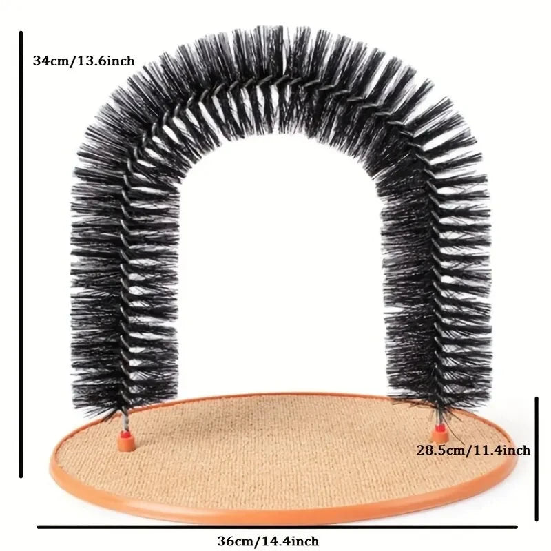 Pamper Your Cat with Our Interactive Grooming Toy Arch - Self-Grooming Brush and Scratching Pad Combo!