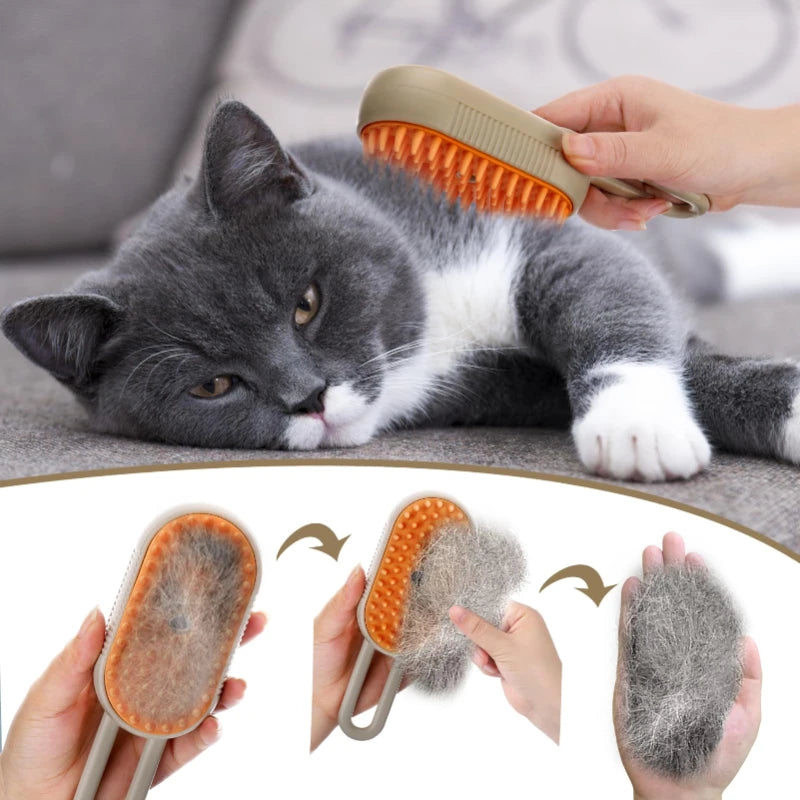 Revolutionary 3-in-1 Steam Brush for Cats and Dogs – Effortless Grooming, Gentle Massage, and Effective Hair Removal!